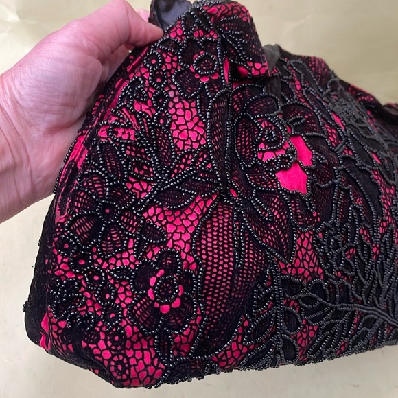 New vintage pink/black beaded purse - Picture 4 of 15
